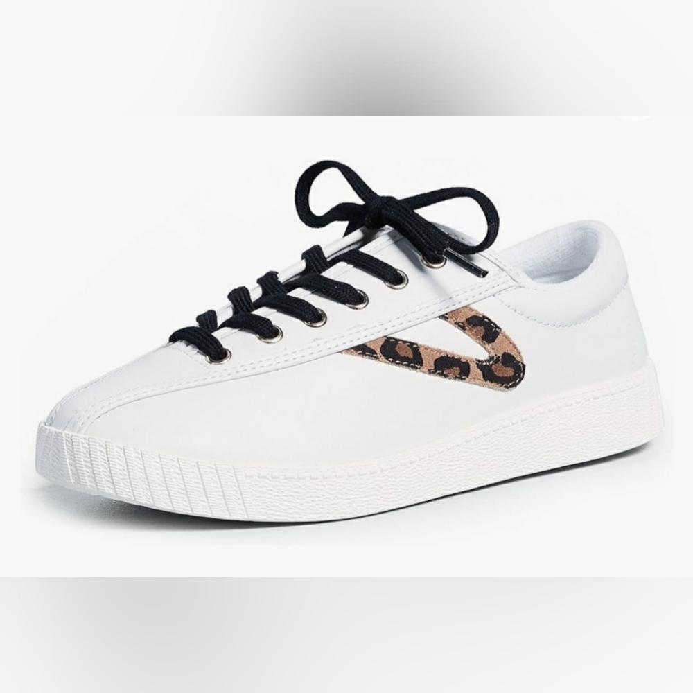 Women's Tretorn Nyliteplus Lace-Up Casual Tennis Shoes Size 7.5 White/Leopard